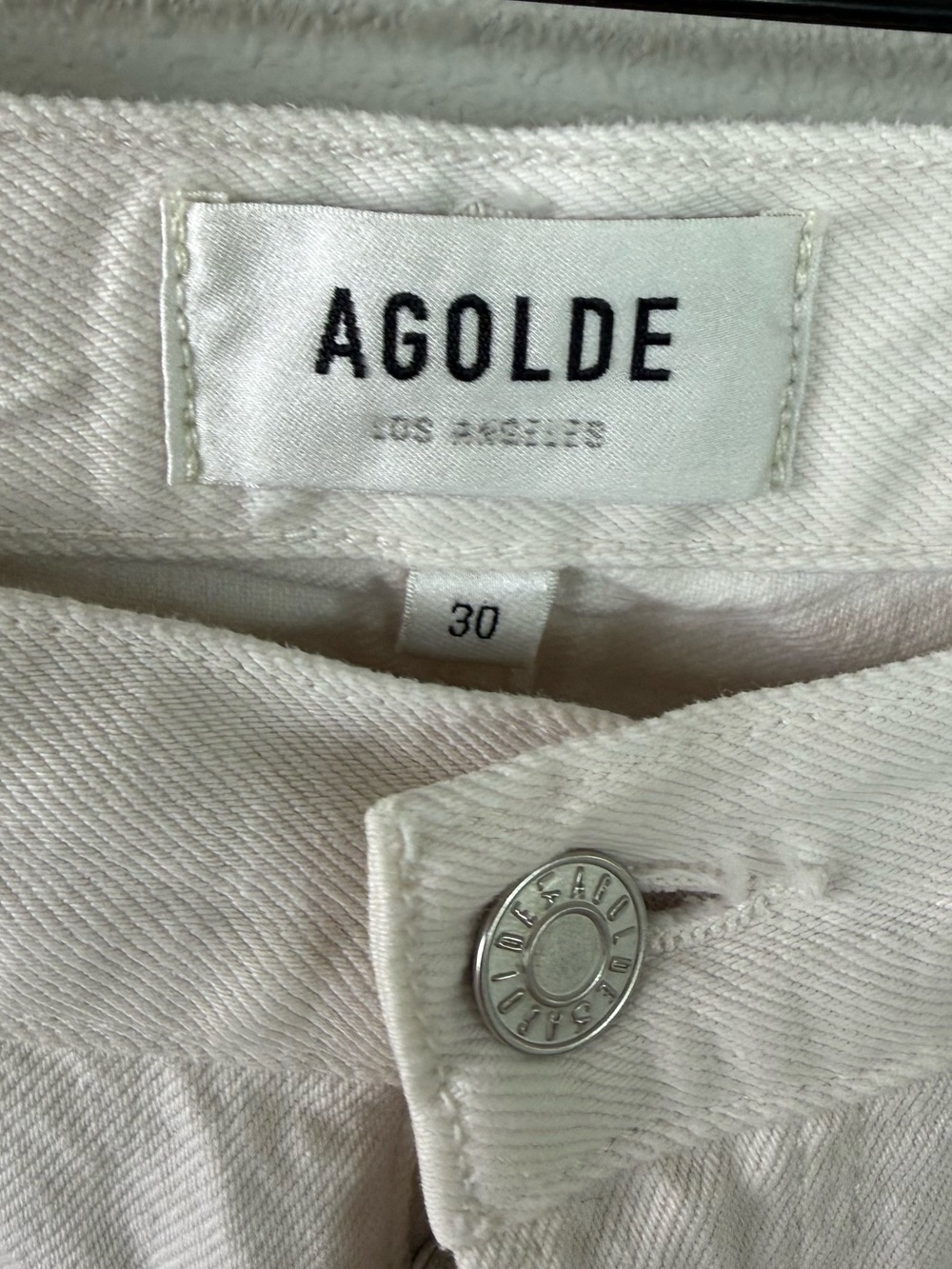 AGOLDE Lana Mid Rise Full Length Straight Leg Jean Drum Off White Denim Women 30 - Picture 7 of 11